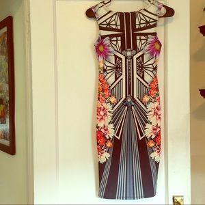 Summery Geometric Floral Bodycon Multi Dress S